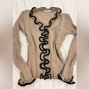 Anne Fontaine Beige Top with Black Trim